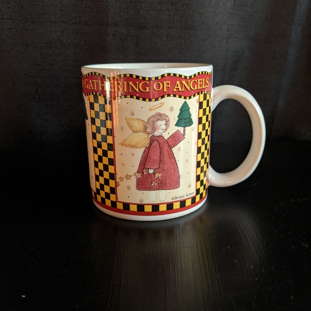 Vintage Coffee Christmas Mug 'Gathering of angels'